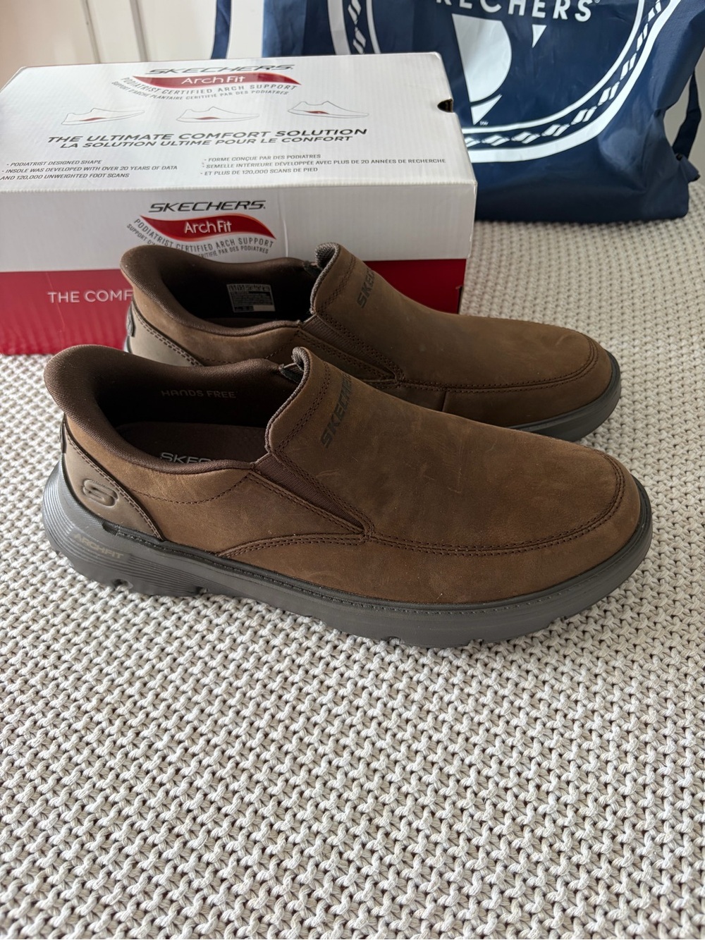 Skechers Men’s Brown Slip-On Casual Moc Toe Loafers - Picture 2 of 8